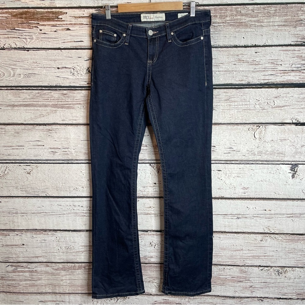 BKE Denim Payton‎ Boot Stretch Jean Size 29L Long Dark Wash Embroidered Pockets